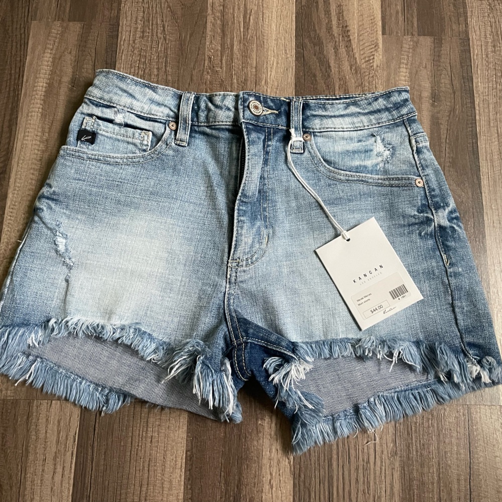 New with tags KanCan Light Blue Frayed Jean Shorts